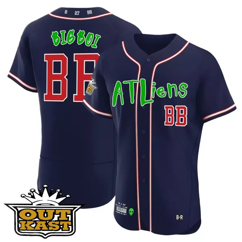 Navy Matt Olson Atlanta Braves Atliens Flex Base Jersey All Stitched - Image 3