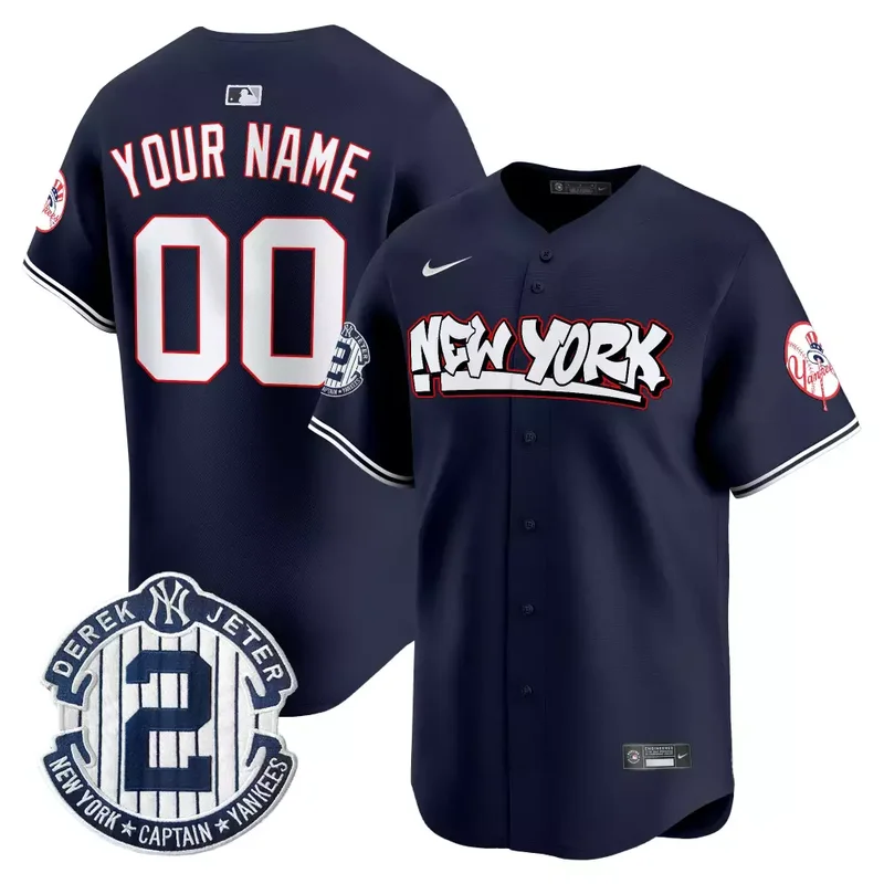 Navy New York Yankees Graffiti Vapor Premier Limited Custom Jersey V2 All Stitched