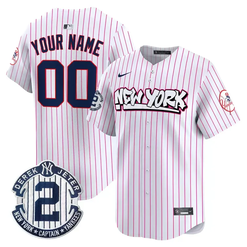 Navy New York Yankees Graffiti Vapor Premier Limited Custom Jersey V2 All Stitched - Image 3