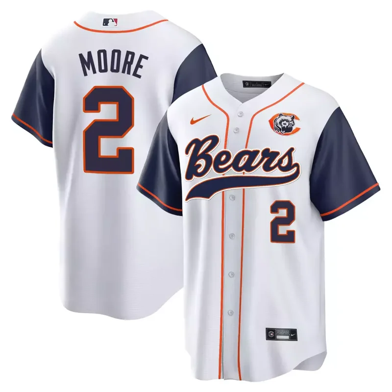 Navy Sleeves Brian Urlacher Bears Throwback Baseball Jersey All Stitched - Image 2