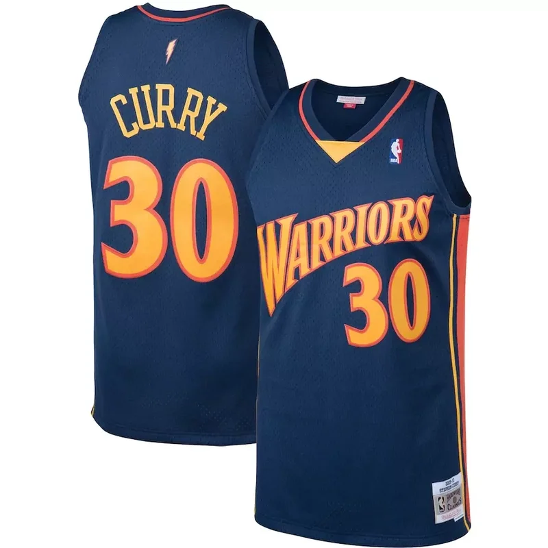 Navy Stephen Curry Golden State Warriors Throwback Jersey All Stitched