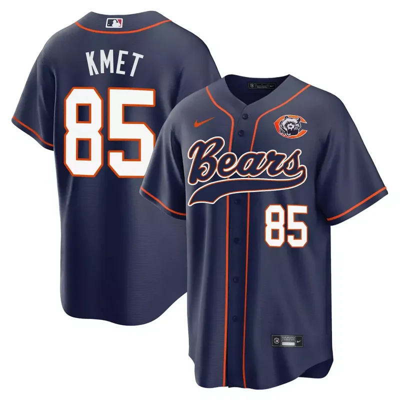 Navy Walter Payton Bears Throwback Baseball Jersey All Stitched - Image 2