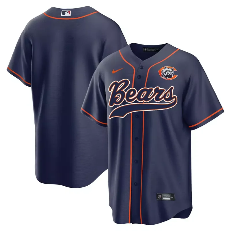 Navy Walter Payton Bears Throwback Baseball Jersey All Stitched - Image 3