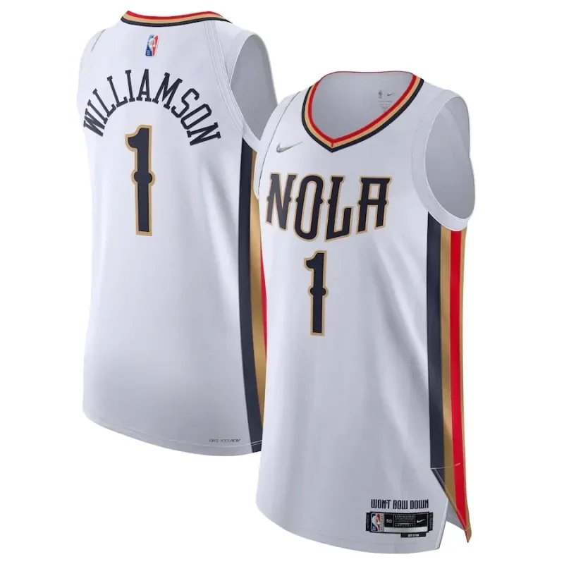 new orleans pelicans #1 zion williamson 202122 city edition white Basketball jersey