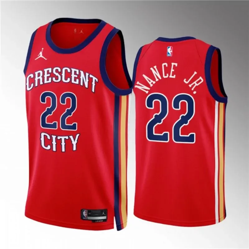 New Orleans Pelicans #8 Naji Marshall Red 2022 23 Statement Edition Stitched Jersey - Image 4