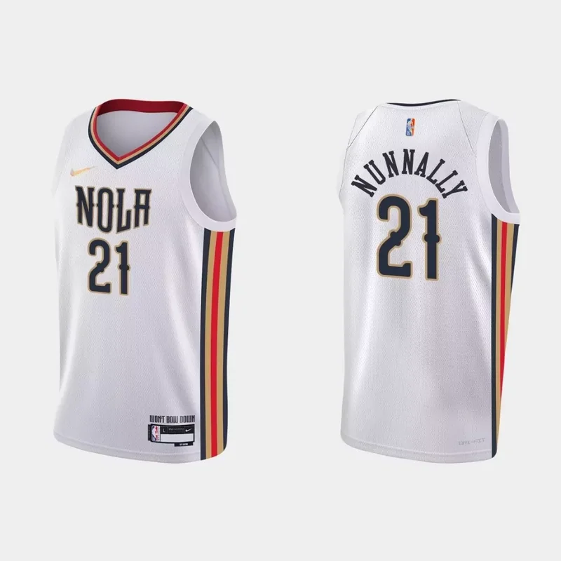 New Orleans Pelicans James Nunnally #21 NBA Basketball City White Jersey Pelicans Fans