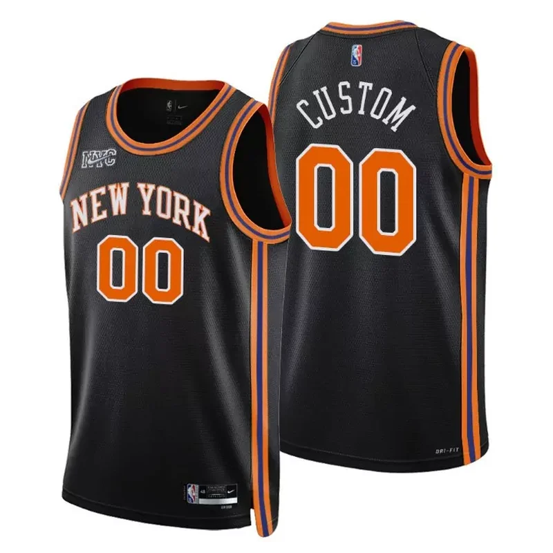 New York Knicks NBA Basketball Team City Black Jersey Custom Knicks Fans