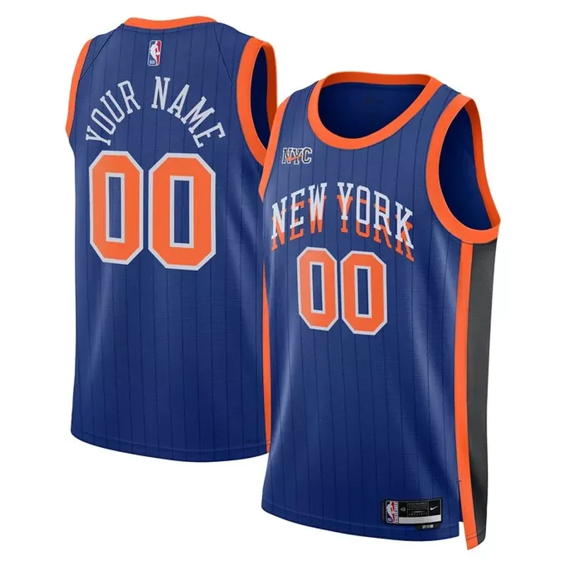 New York Knicks 2021/22 Diamond Custom Jersey Icon Edition Blue - Image 4