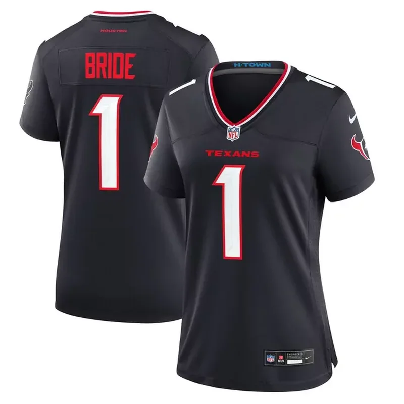 Number 1 Bride Houston Texans Womens Game Jersey Navy