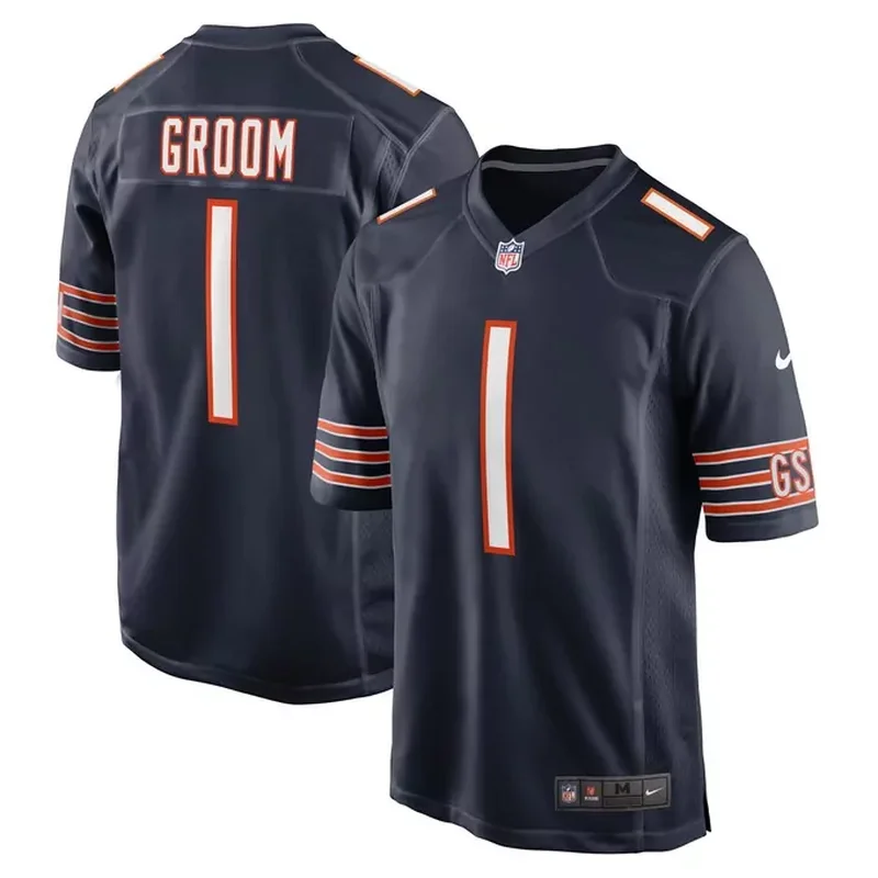 Number 1 Groom Chicago Bears Game Jersey Navy