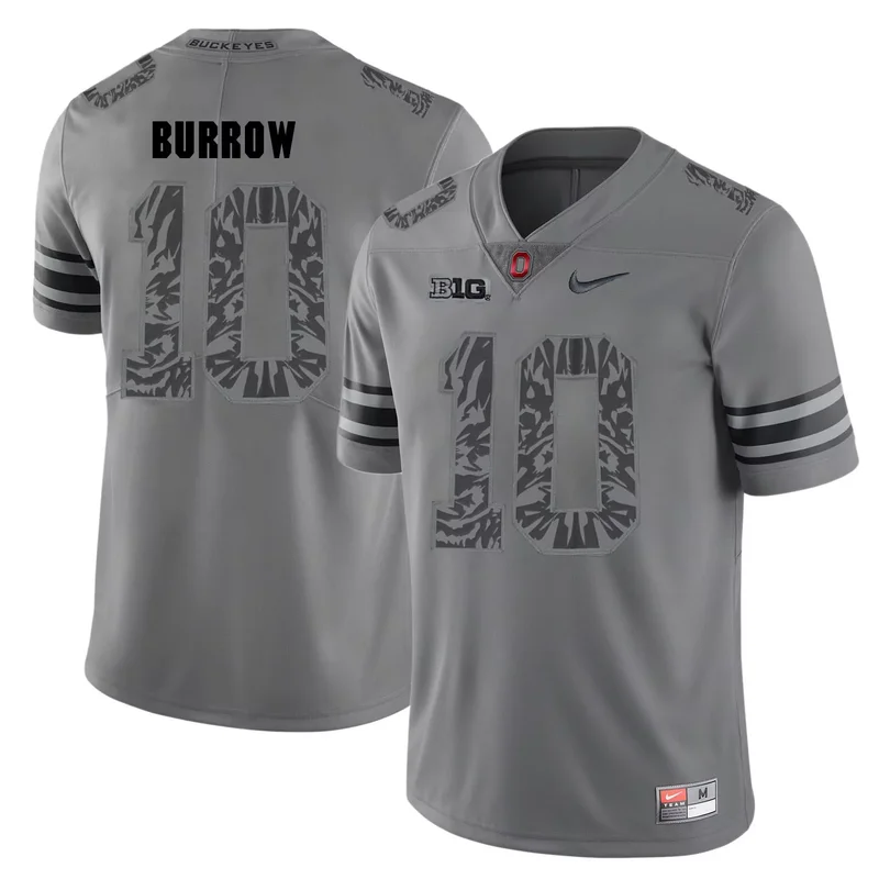 Ohio State Buckeyes 10 Joe Burrow Gray Shadow College Jersey