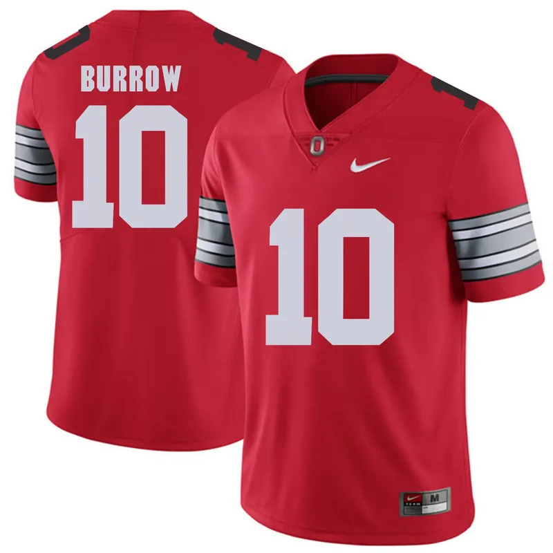 Ohio State Buckeyes 10 Joe Burrow Gray Shadow College Jersey - Image 2