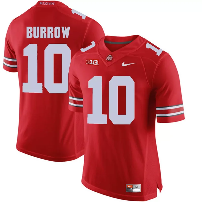Ohio State Buckeyes 10 Joe Burrow Gray Shadow College Jersey - Image 4