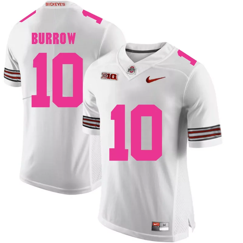 Ohio State Buckeyes 10 Joe Burrow Gray Shadow College Jersey - Image 5