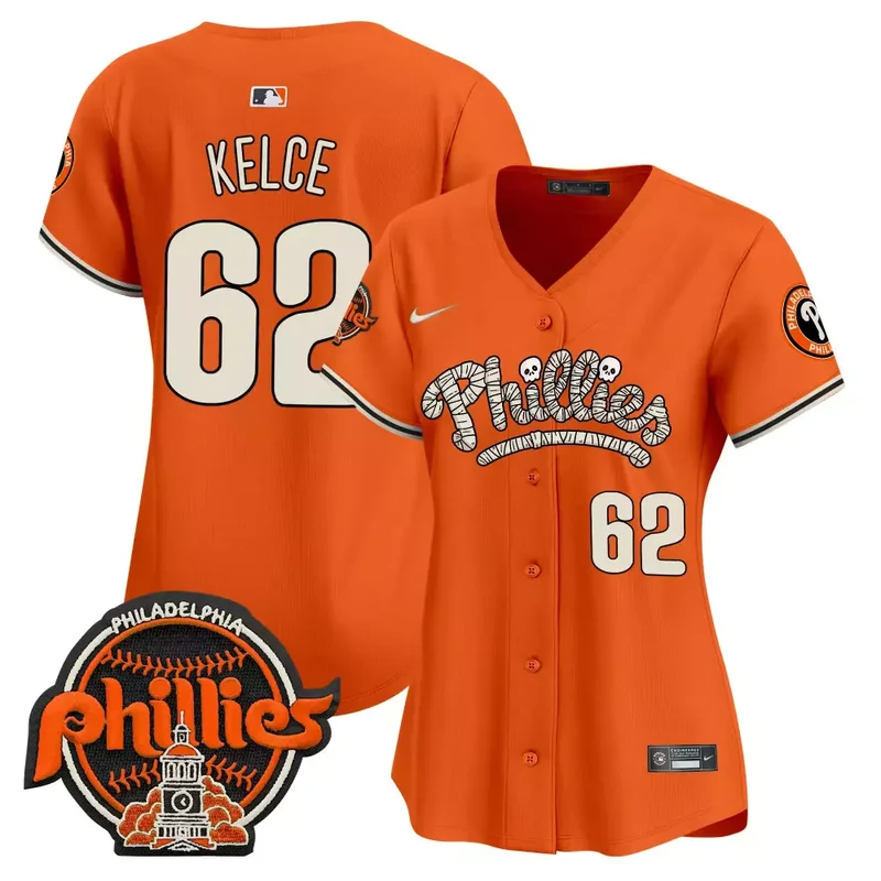 Orange Bryson Stott Phillies Halloween Vapor Premier Limited Jersey All Stitched - Image 3