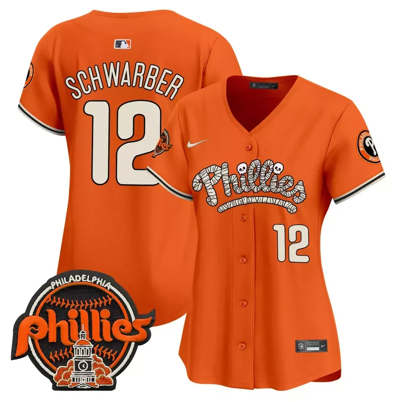 Orange Bryson Stott Phillies Halloween Vapor Premier Limited Jersey All Stitched - Image 4