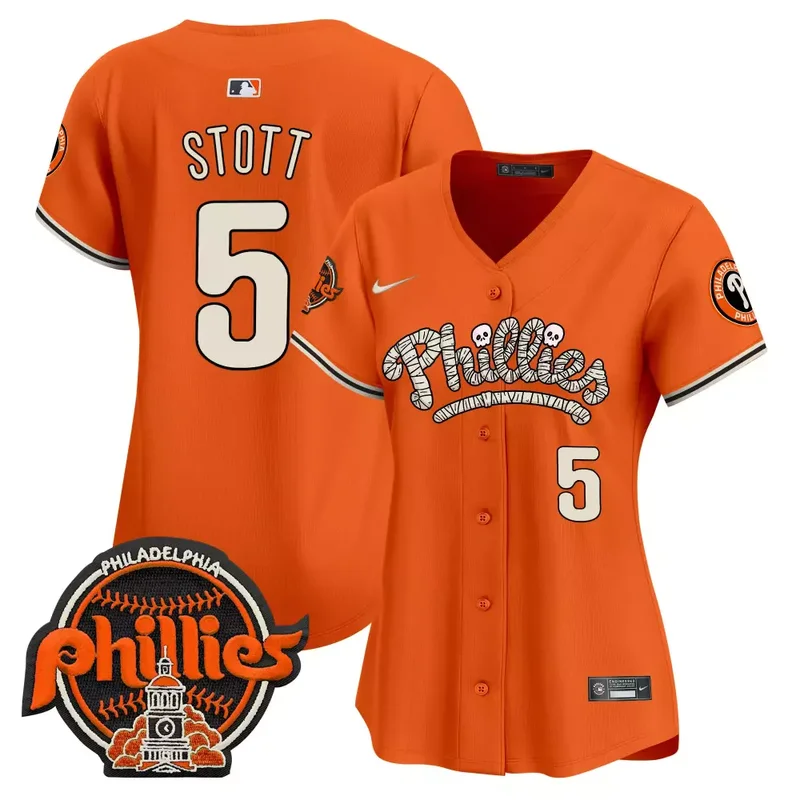 Orange Bryson Stott Phillies Halloween Vapor Premier Limited Jersey All Stitched
