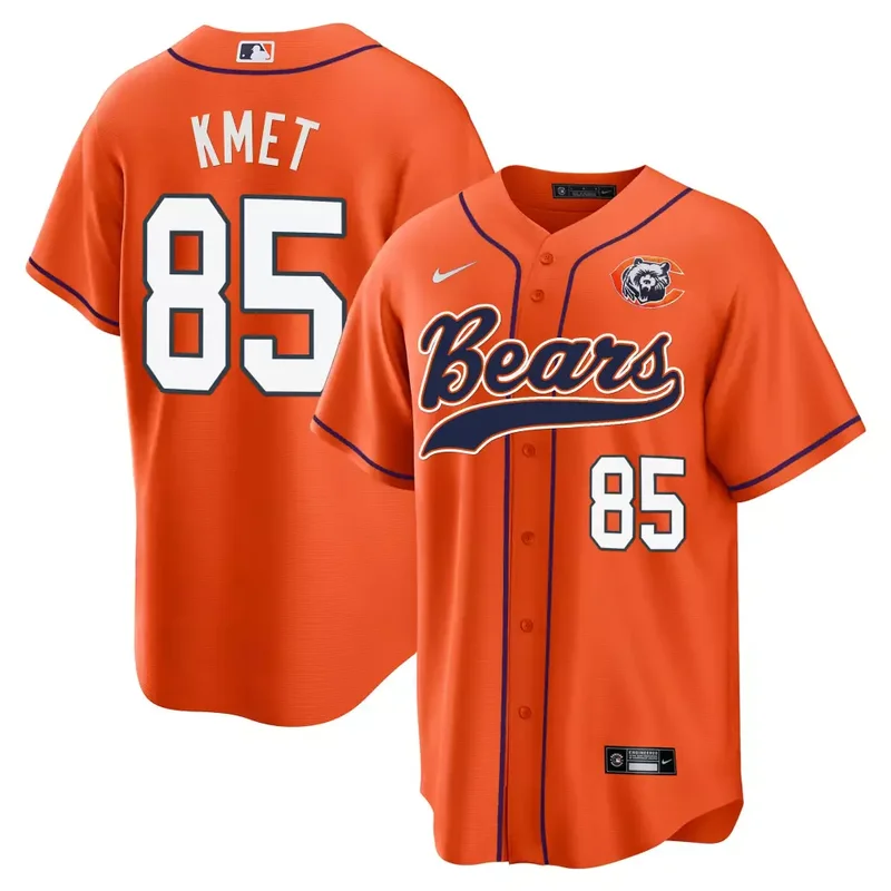 Orange Cole Kmet Bears Throwback Baseball Jersey All Stitched