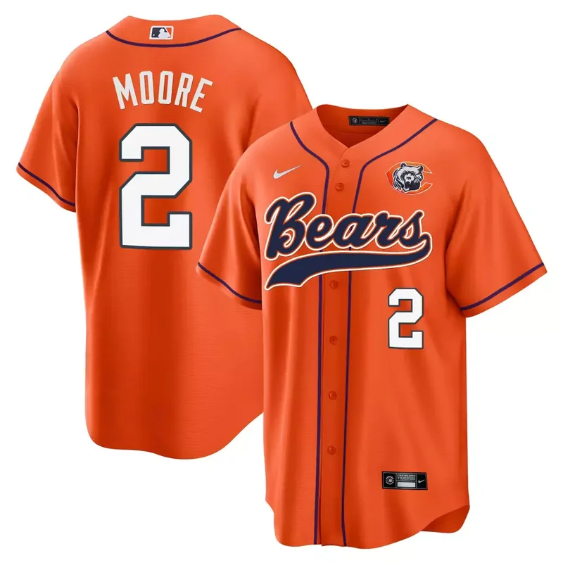 Orange Justin Fields Bears Throwback Baseball Jersey All Stitched - Image 3