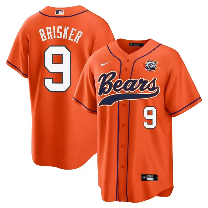 Orange Justin Fields Bears Throwback Baseball Jersey All Stitched - Image 4