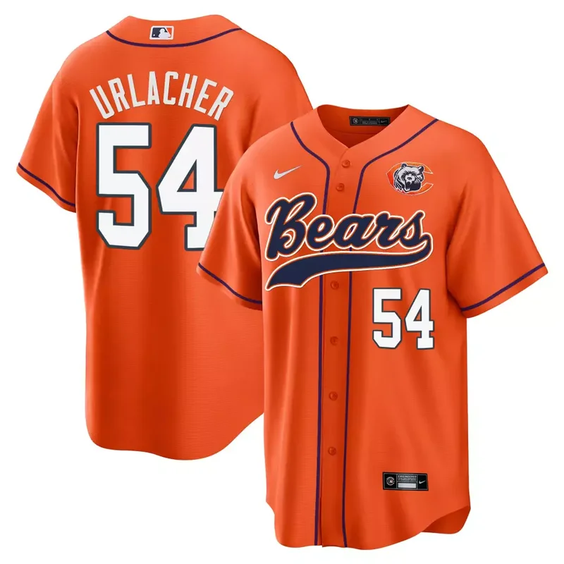 Orange Justin Fields Bears Throwback Baseball Jersey All Stitched - Image 2