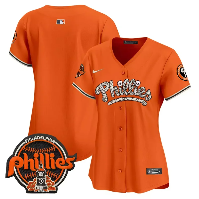 Orange Team Phillies Halloween Vapor Premier Limited Jersey All Stitched