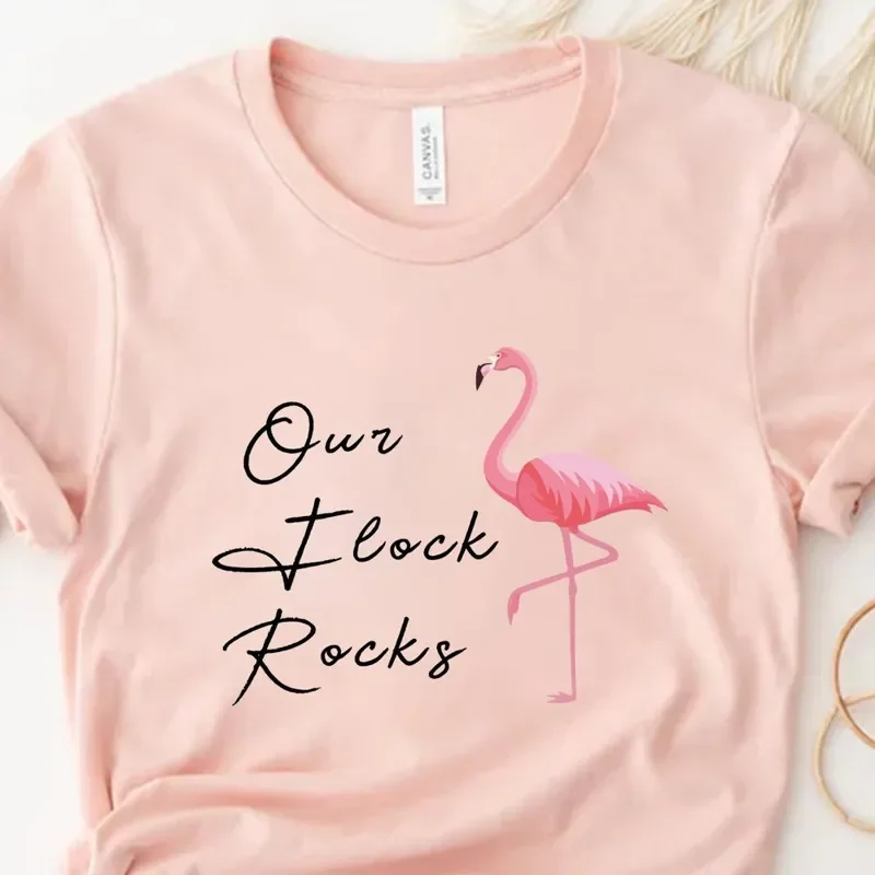 Our Flock Rocks Flamingo Summer Shirts Gift T-Shirt Hoodie Sweater for Women Mother Lovers