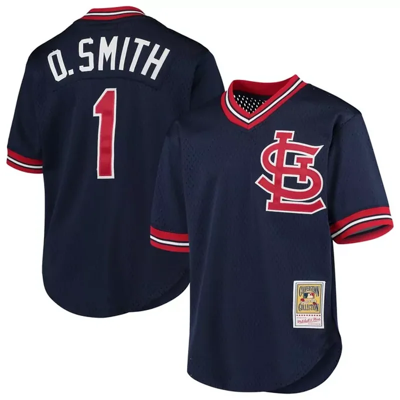 Ozzie Smith St Louis Cardinals Cooperstown Collection Mesh Batting Practice Jersey Navy