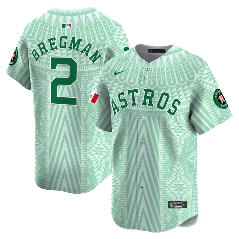 Pale Green CJ Stroud Astros Mexico Aztec Pattern Vapor Premier Jersey Printed - Image 4