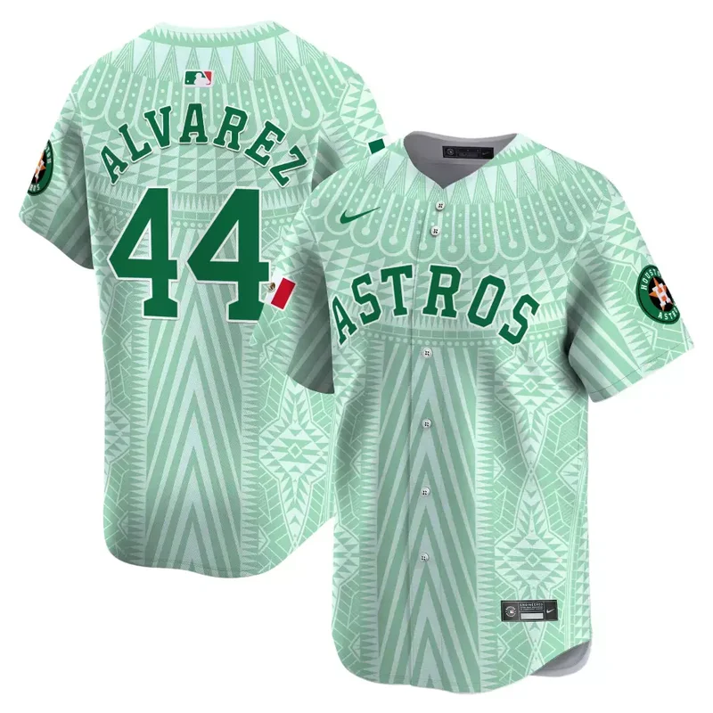 Pale Green CJ Stroud Astros Mexico Aztec Pattern Vapor Premier Jersey Printed - Image 5
