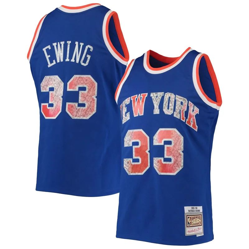 John Starks New York Knicks 1996-97 Hardwood Classics NBA 75th Anniversary Diamond Jersey - Blue - Image 4