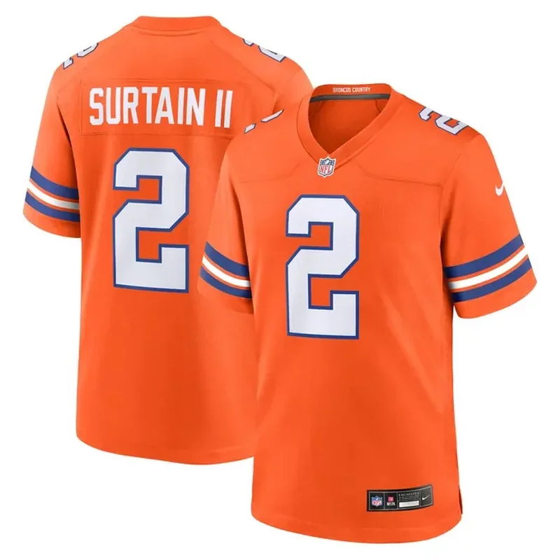 Patrick Surtain II Denver Broncos Mile High Collection 1977 Throwback Player Game Jersey Orange