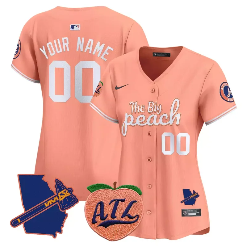 Peach Atlanta Braves The Big Peach Vapor Premier Limited Custom Jersey All Stitched