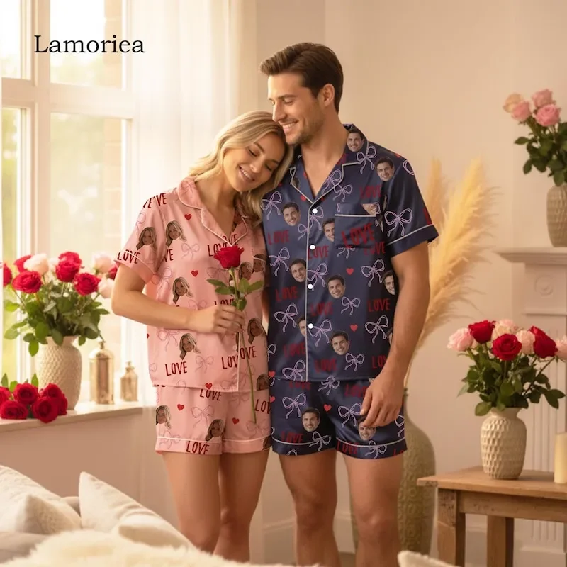 Personalized Couple Custom Portrait Women Birthday Photo Pjs Pajamas Gift for Her Him Outfits