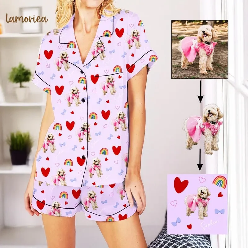 Personalized Family Custom Dog Portrait Pet Lover Gift Women Pajamas Birthday Gifts Photo for Her Him