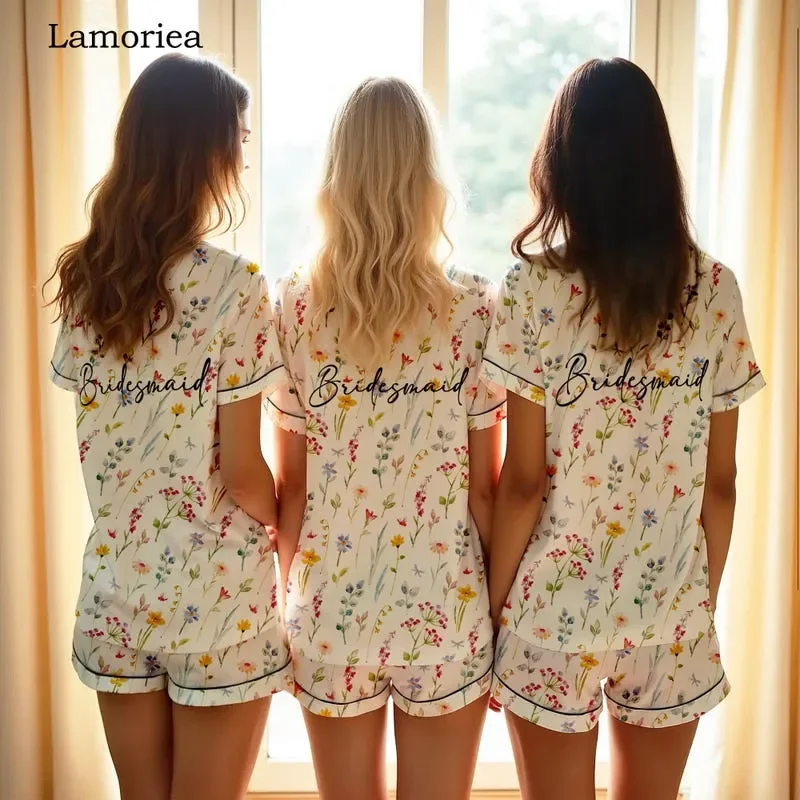 Personalized Floral Print Womens Holiday Bridal Monogrammed Pajamas Pajama Set Bridesmaid Proposal