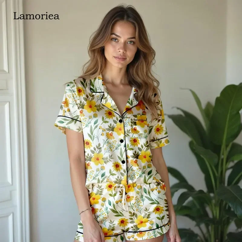 Personalized Summer Flower for Bride Women Matching Family Pajamas Floral Sunflower Print Girl