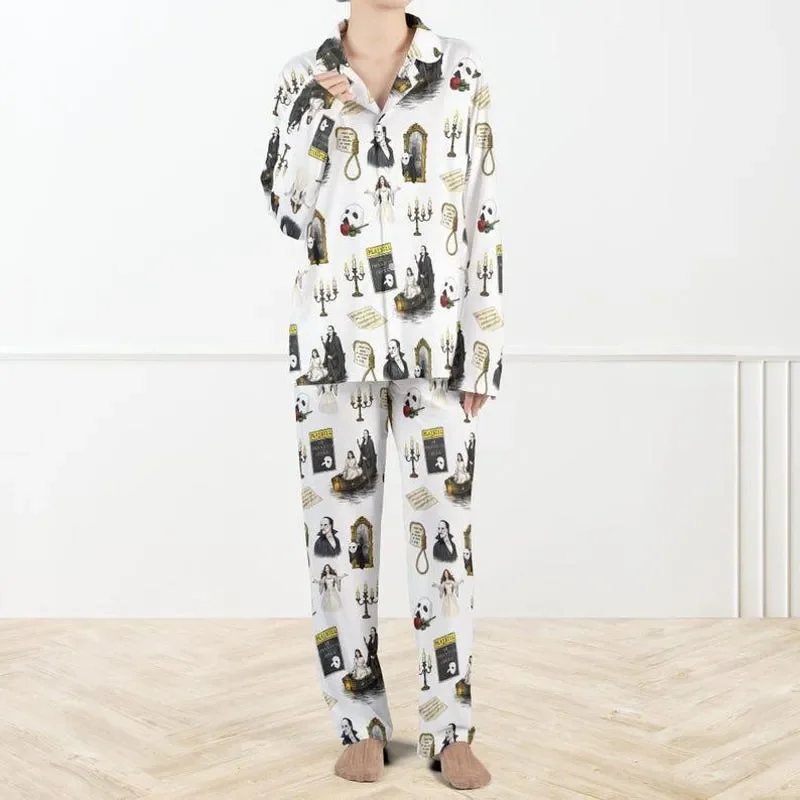Phantom Of The Opera Musical Pajama Set For Women Theater Pajamas Satin Gothic Sleepwear Broadway Gift Lovers