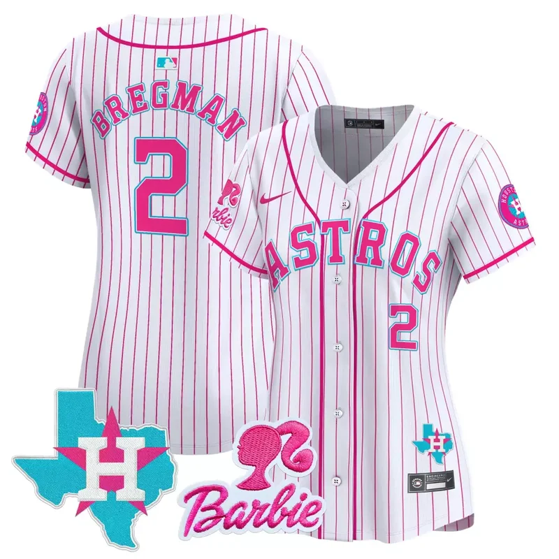 Pink Stripe Alex Bregman Astros Barbie Patch Vapor Premier Limited Jersey All Stitched