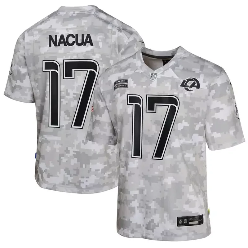 Puka Nacua Los Angeles Rams 2024 Salute to Service Game Jersey Arctic Camo