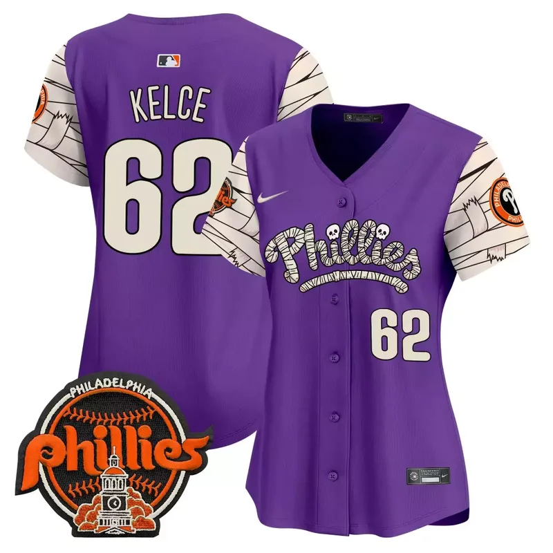Purple Jason Kelce Phillies Halloween Vapor Premier Limited Jersey V2 All Stitched