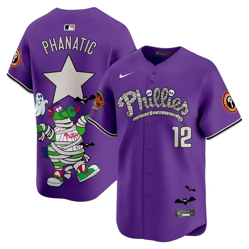 Purple Kyle Schwarber Unisex Phillies Phanatic Halloween Vapor Jersey Printed - Image 2