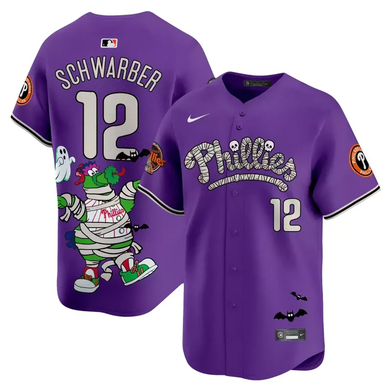 Purple Kyle Schwarber Unisex Phillies Phanatic Halloween Vapor Jersey Printed