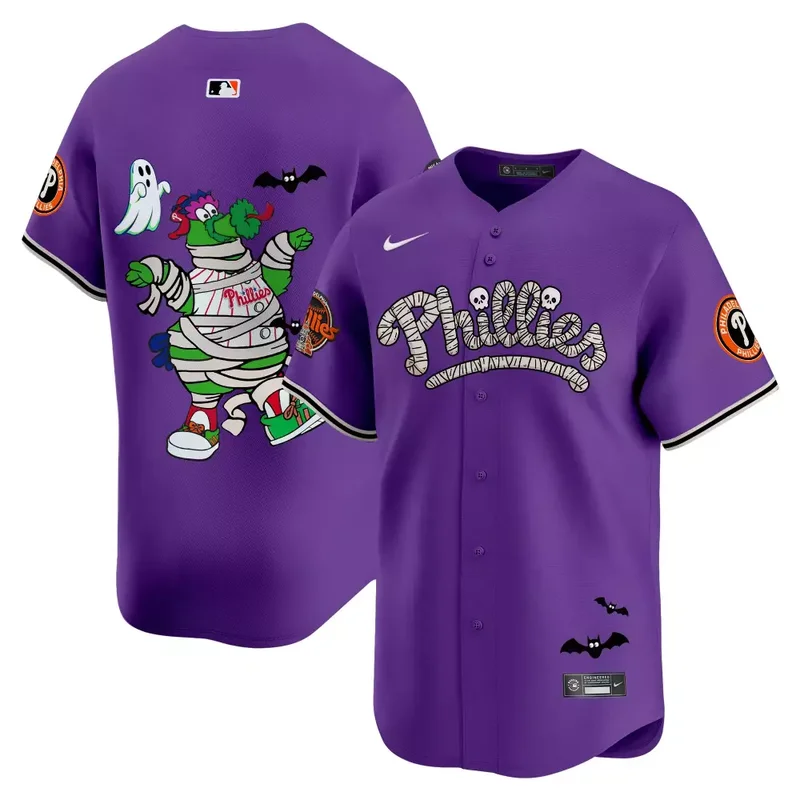 Purple Kyle Schwarber Unisex Phillies Phanatic Halloween Vapor Jersey Printed - Image 3