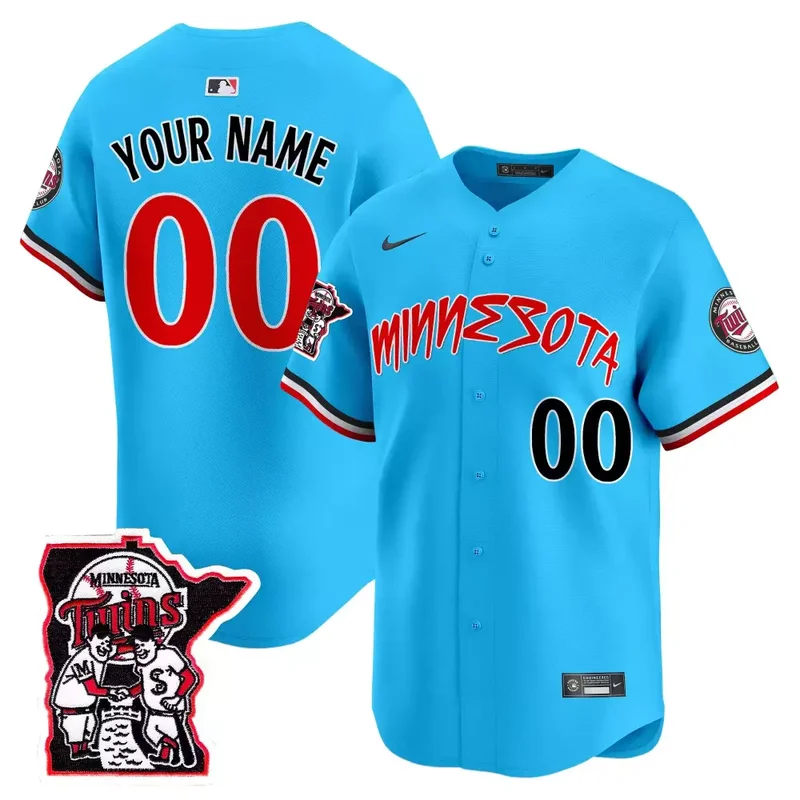 Purple Minnesota Twins Shaking Hands Patch Vapor Premier Limited Custom Jersey All Stitched - Image 4