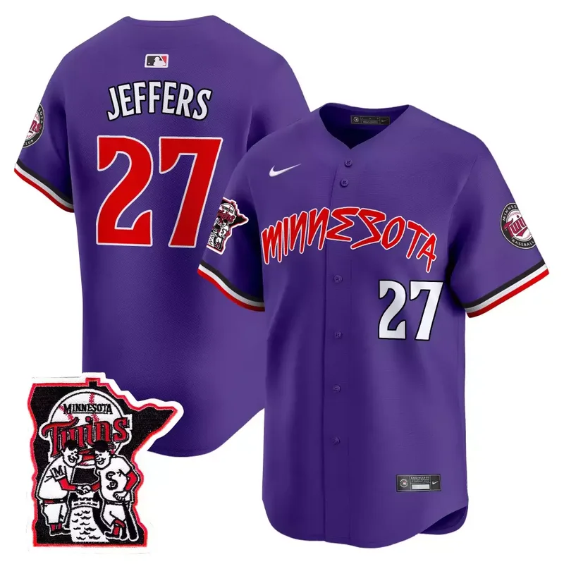 Purple Ryan Jeffers Minnesota Twins Shaking Hands Patch Vapor Premier Limited Jersey All Stitched