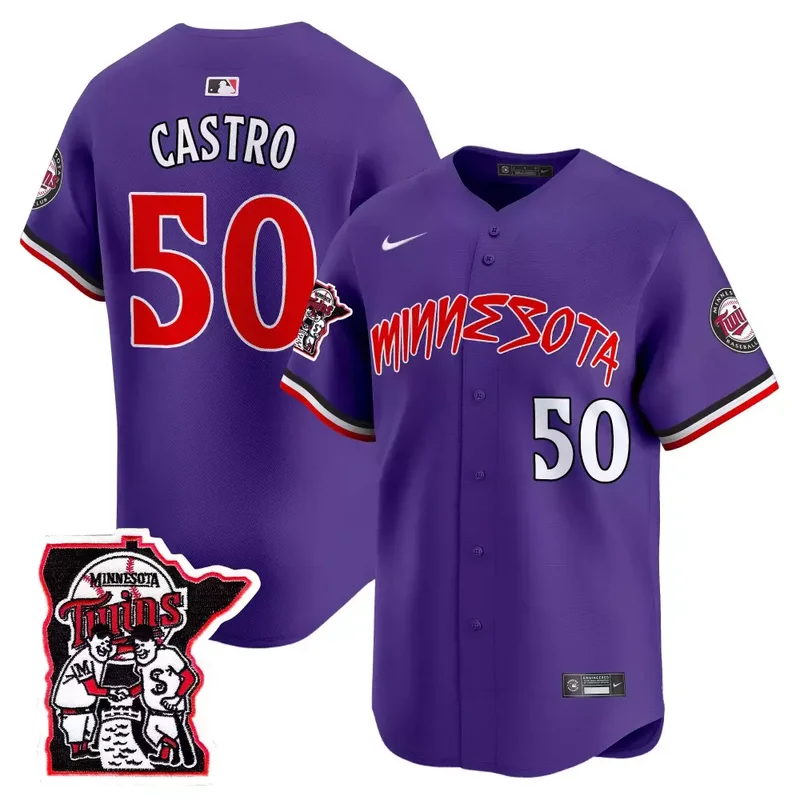Purple Ryan Jeffers Minnesota Twins Shaking Hands Patch Vapor Premier Limited Jersey All Stitched - Image 2
