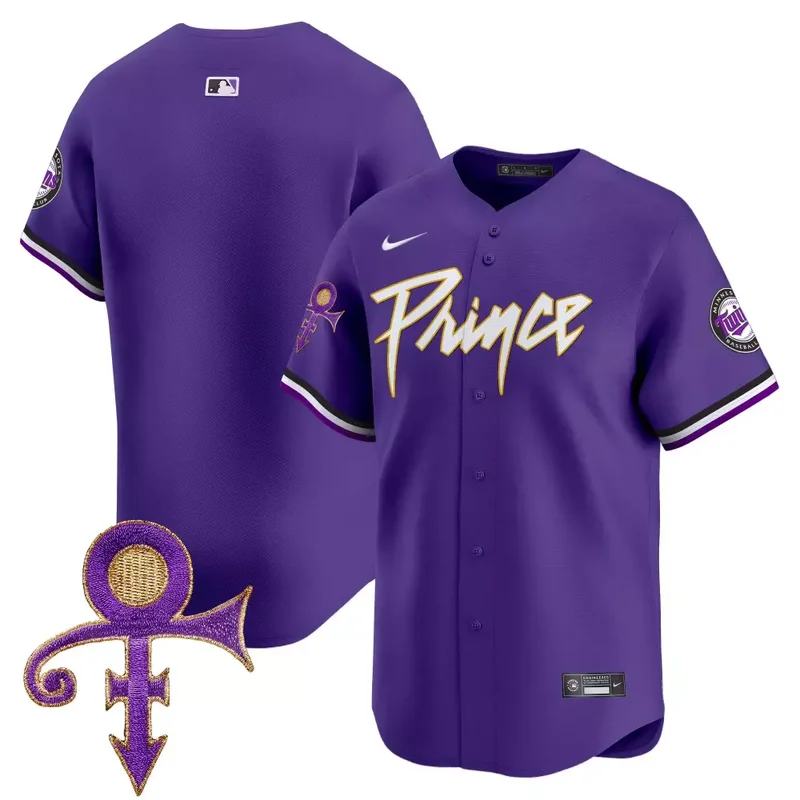 Purple Team Minnesota Twins Prince Patch Vapor Premier Limited Jersey All Stitched