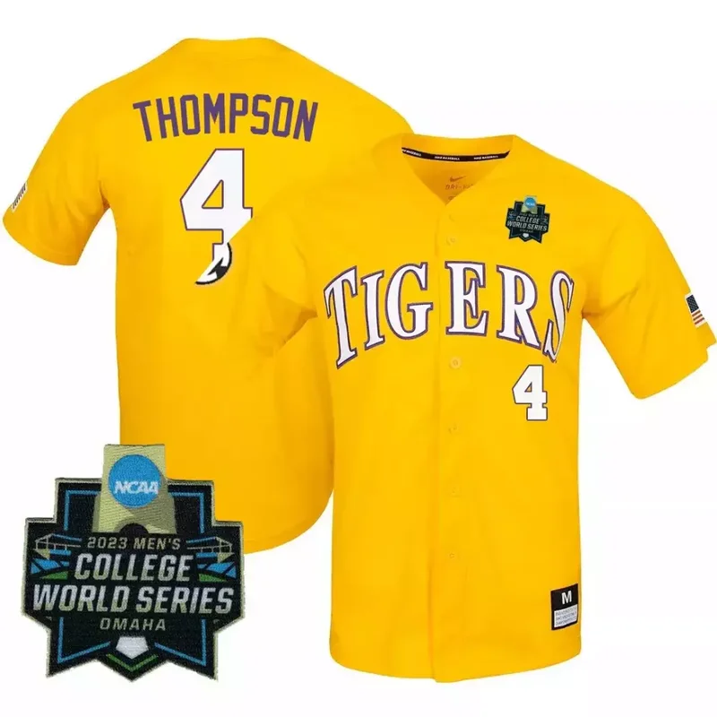 Purple Tommy White LSU Tigers College Baseball World Series Jersey V2 All Stitched - Image 4