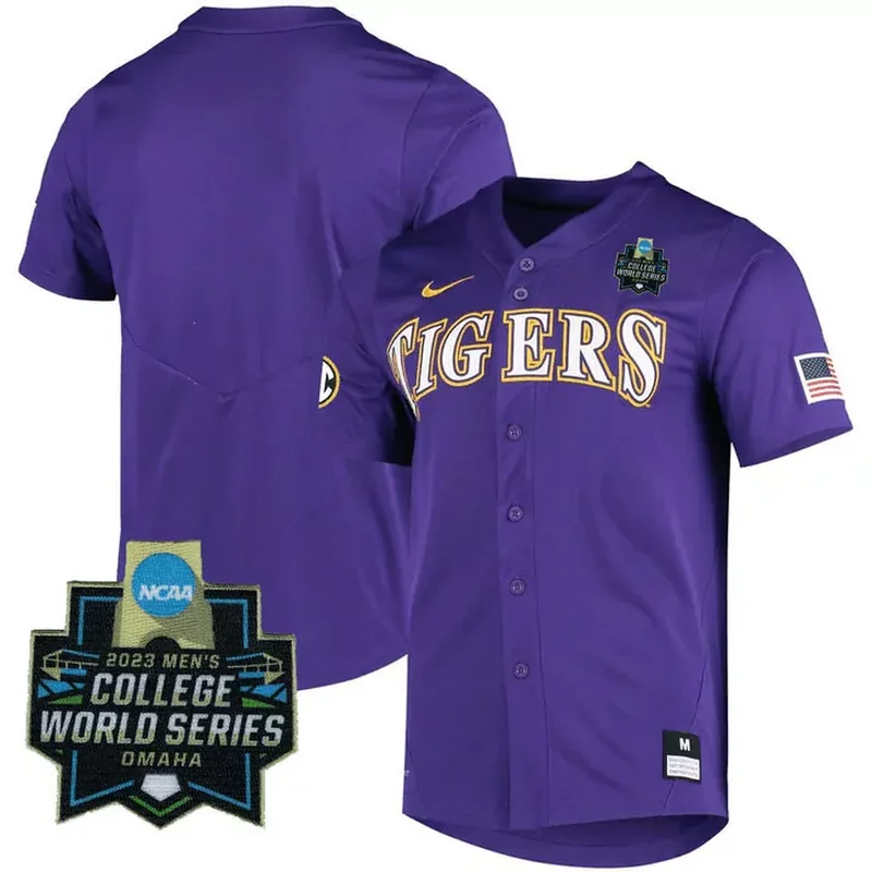Purple Weylin Guidry LSU Tigers College Baseball World Series Jersey All Stitched - Image 2